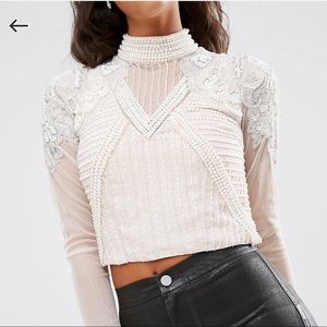 ASOS Embellished Top with Pearl Beading